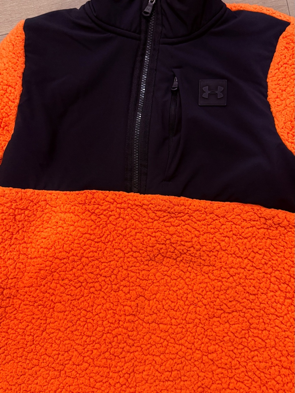 Under Armour Kids Orange and Black Sherpa Half-Zip Pullover